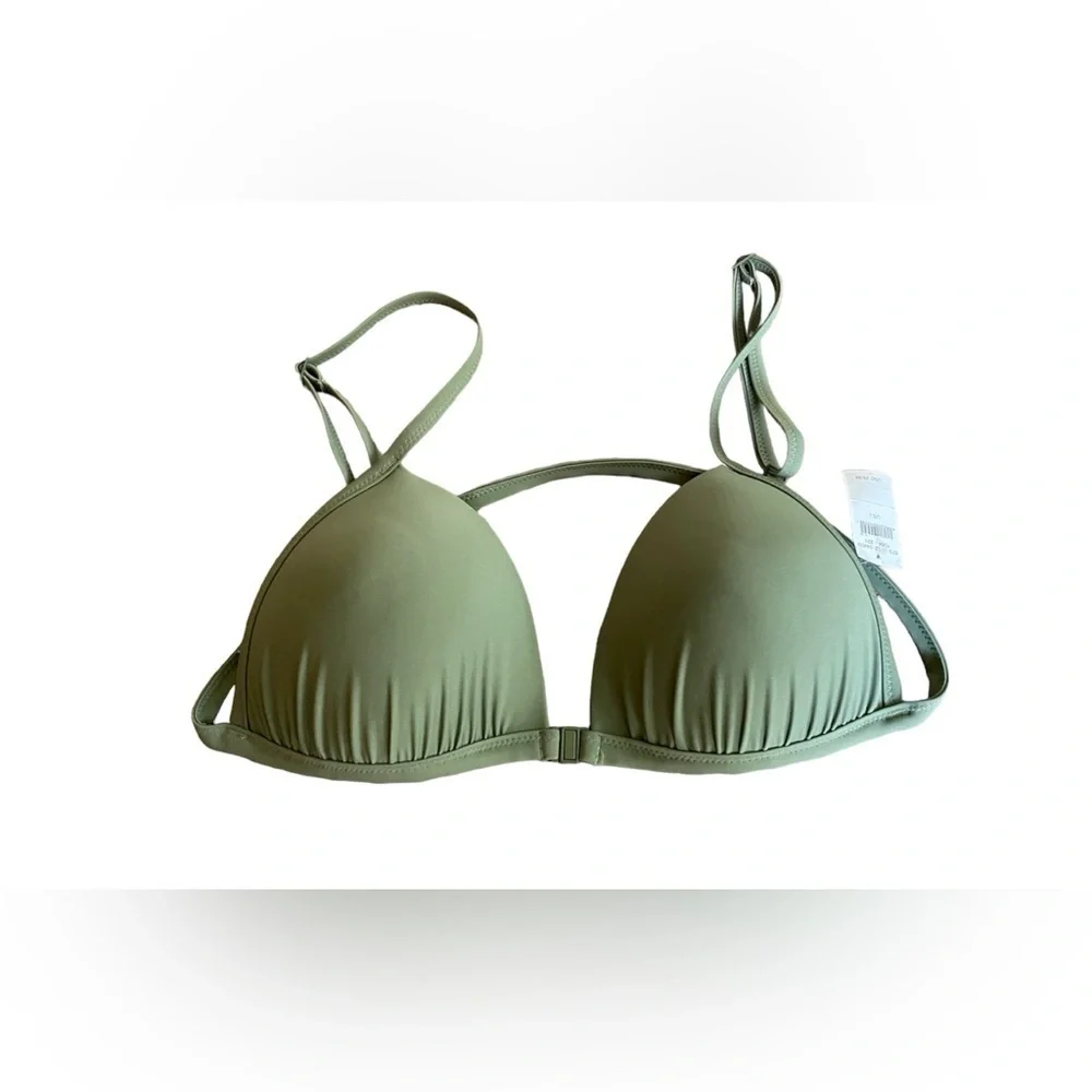 Aerie Front Close Triangle Bikini Olive Green Size L